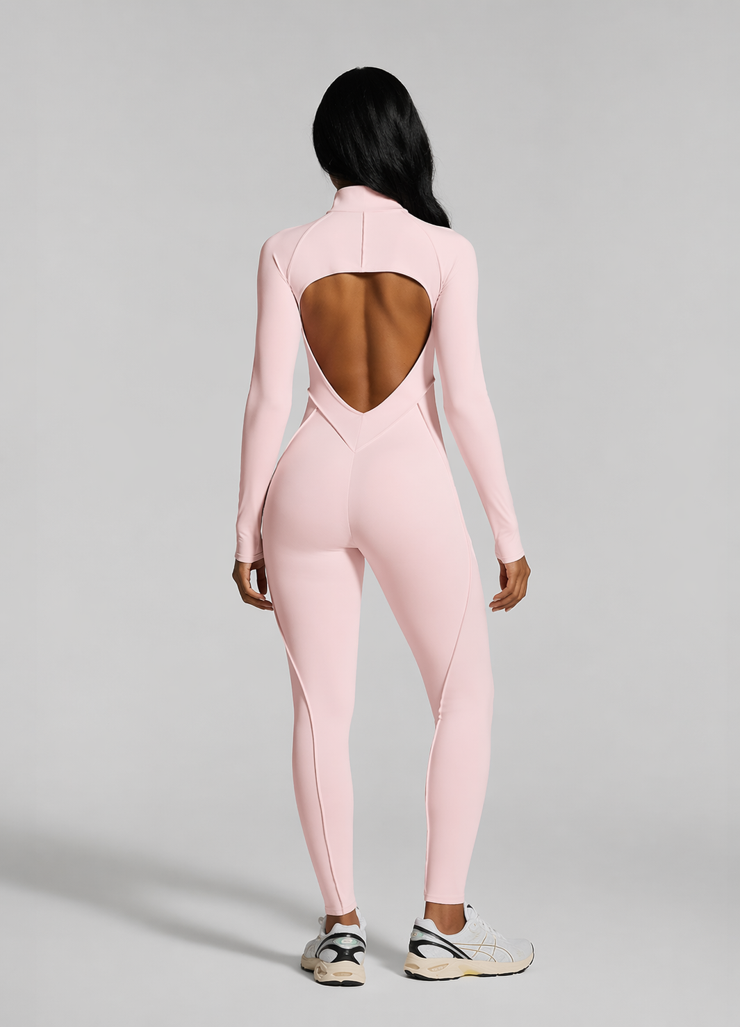 Moto Mami Enterizo Manga Larga Rosa Claro con Zipper