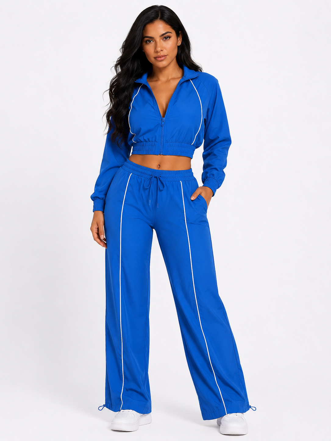 Essential Jogger & Jacket Azul Royal & Blanco