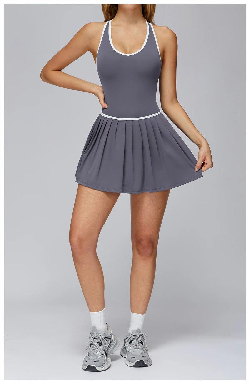 Pickleball Traje con Pantalón Gris y Blanco