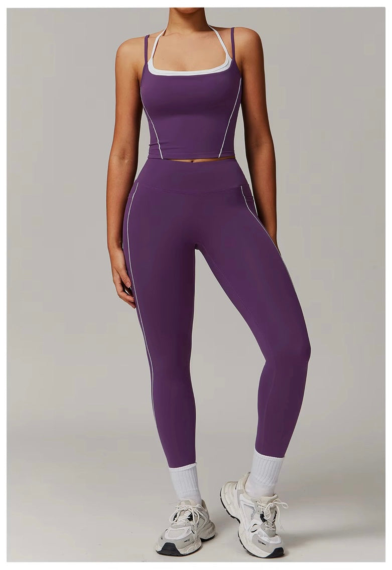 Yoga Contour Purple & White Legging & Top