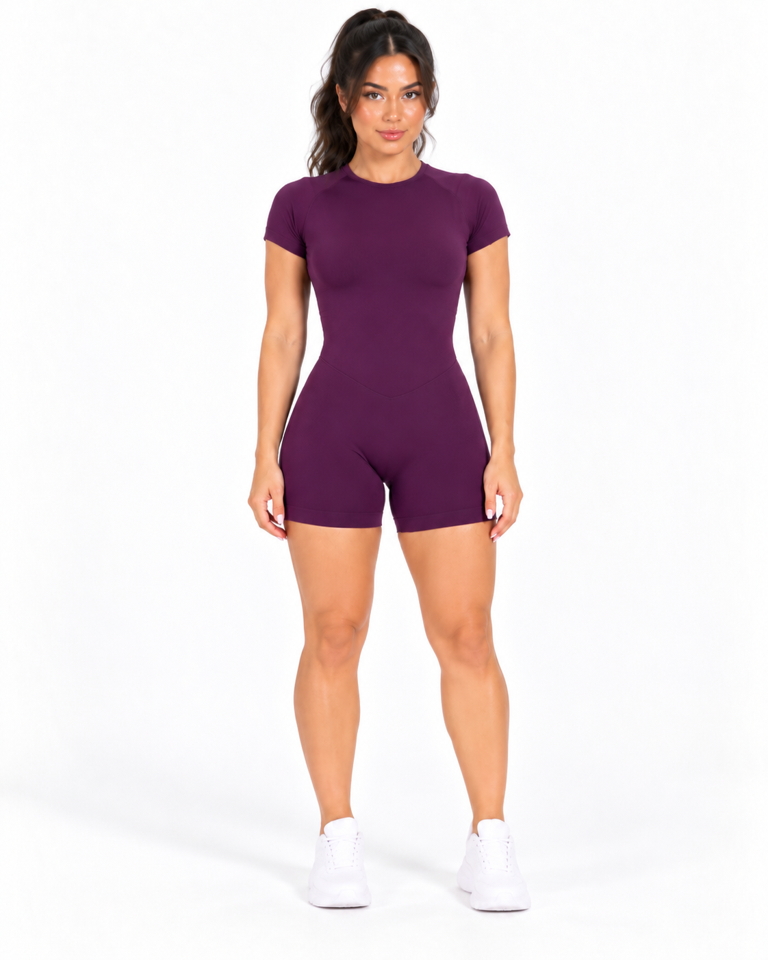 Viral Romper Manga Corta Plum