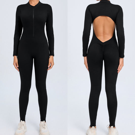 Moto Mami Enterizo Scrunch Manga Larga Negro