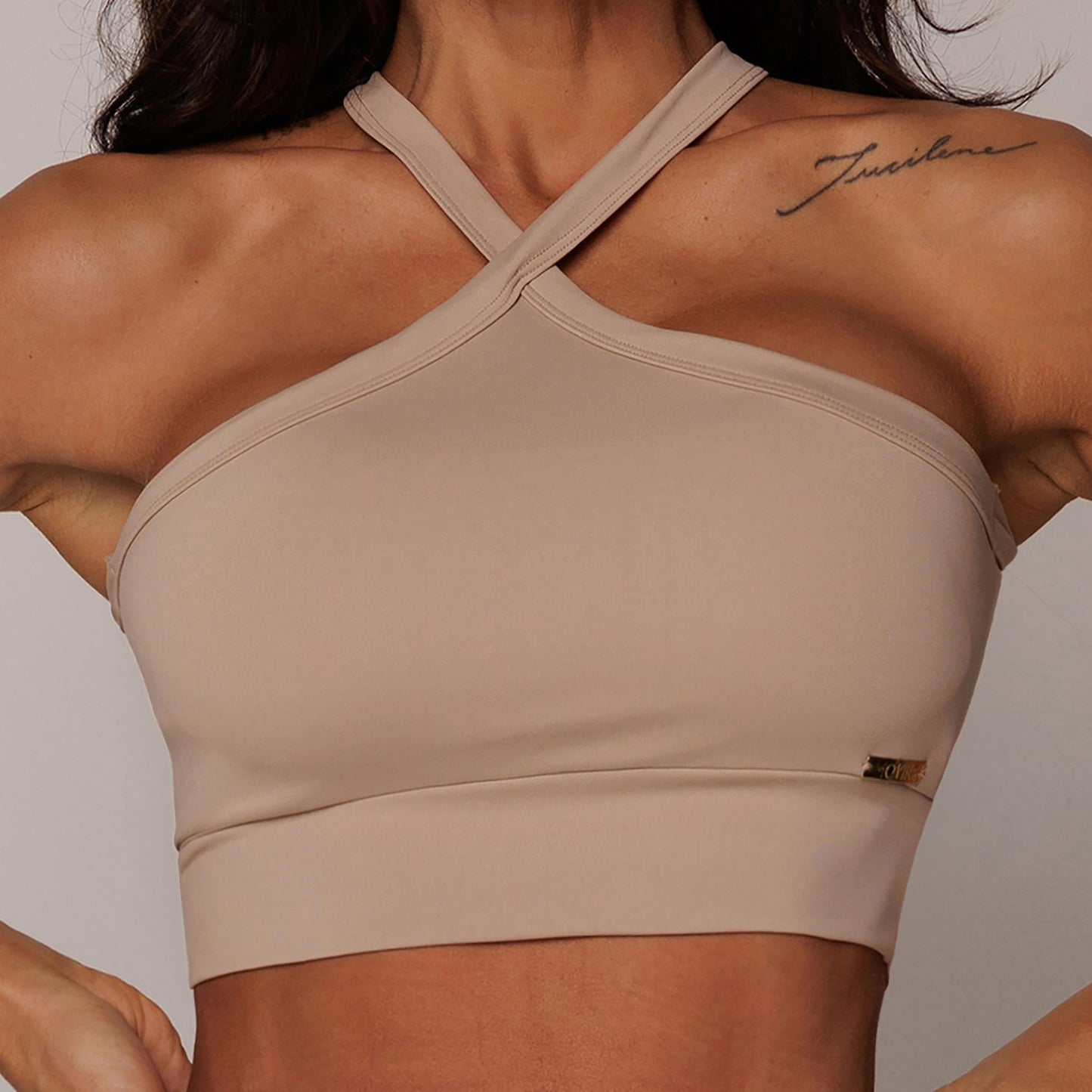 Jacquard Brown Legging Brasileño Scrunch & Crop Top