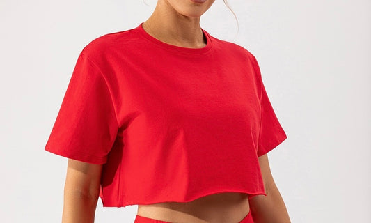 Basic Short Sleeve Red Crop