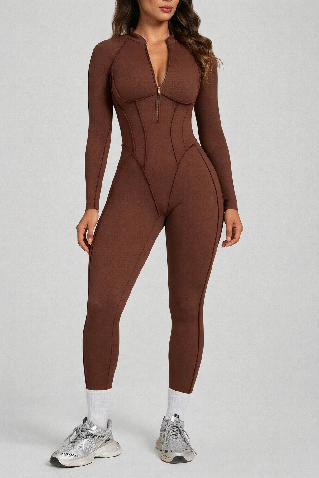 Moto Mami Enterizo Brown Manga Larga con Zipper