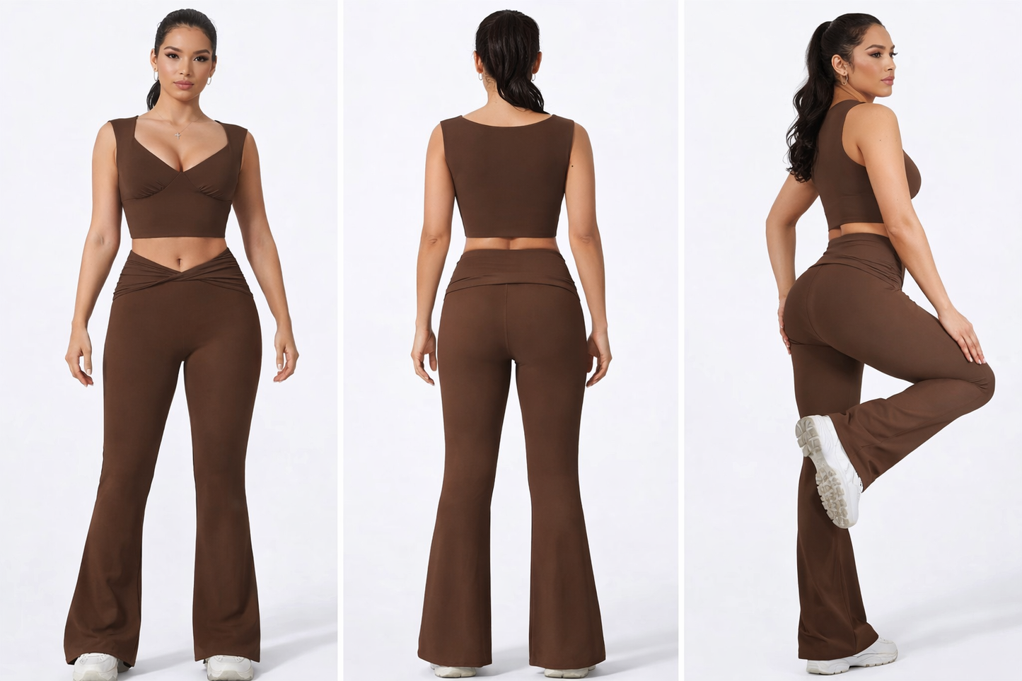 Milk Chocolate Flare Legging & Crop Top
