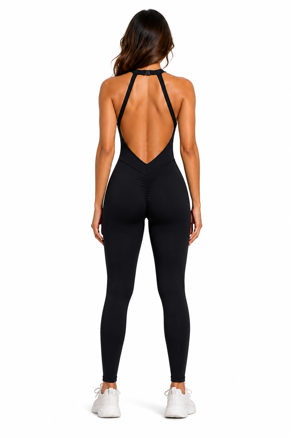 V Back Enterizo Scrunch Negro