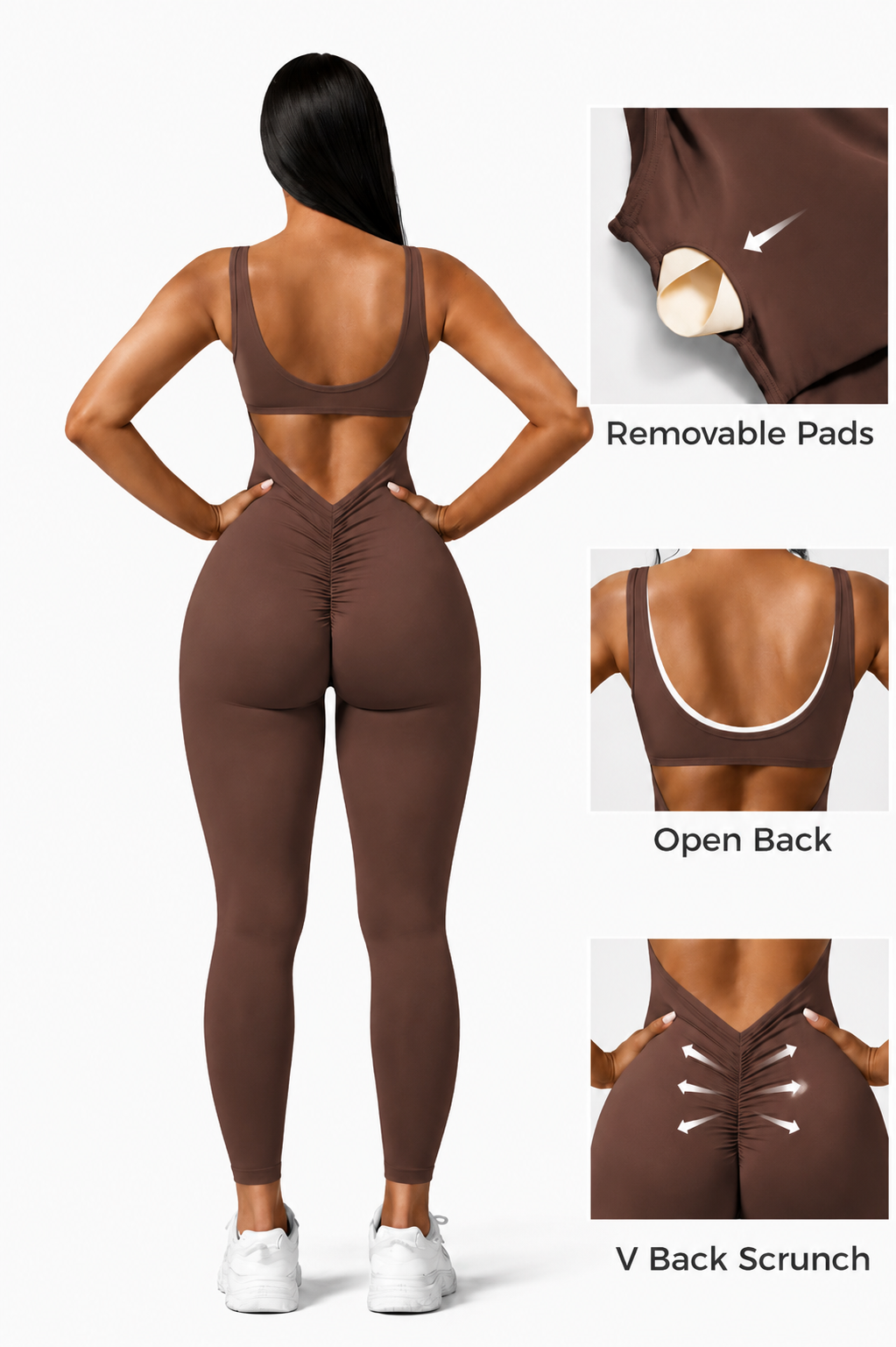 Enterizo V Scrunch Brown