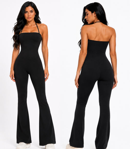 Enterizo Palazo Halter Negro