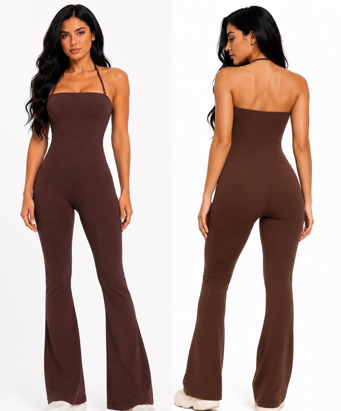 Enterizo Palazo Halter Brown