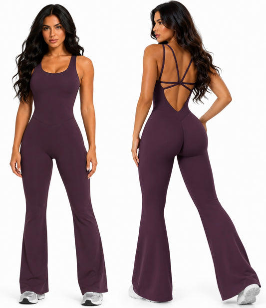 Goddess Jumpsuit Palazo Plum