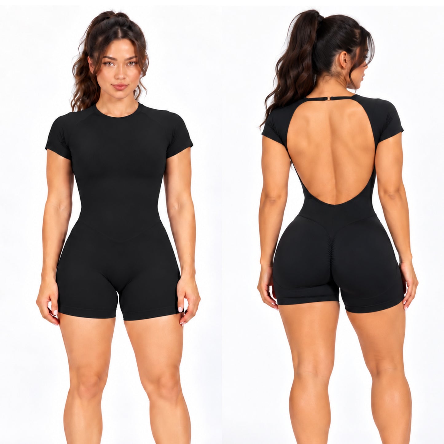 Viral Romper Manga Corta Negro