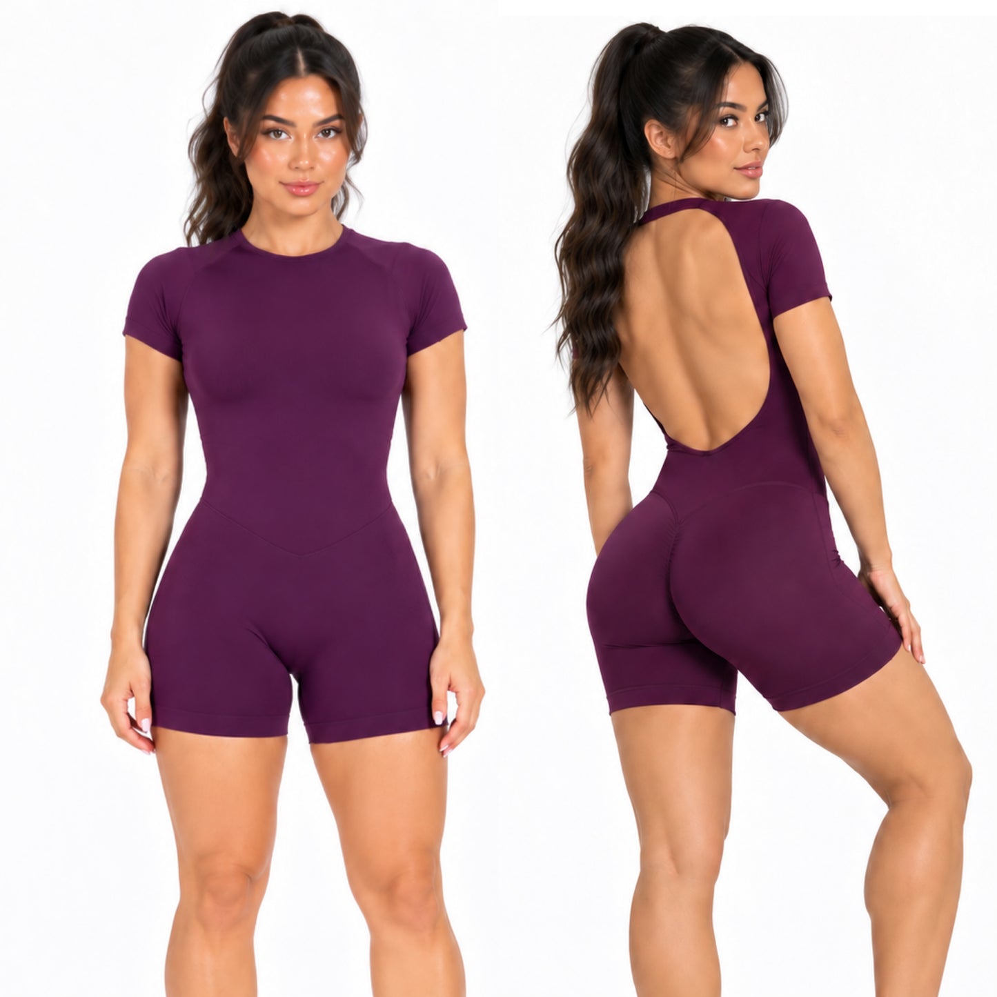 Viral Romper Manga Corta Plum