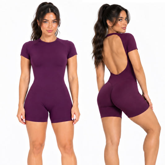 Viral Romper Manga Corta Plum