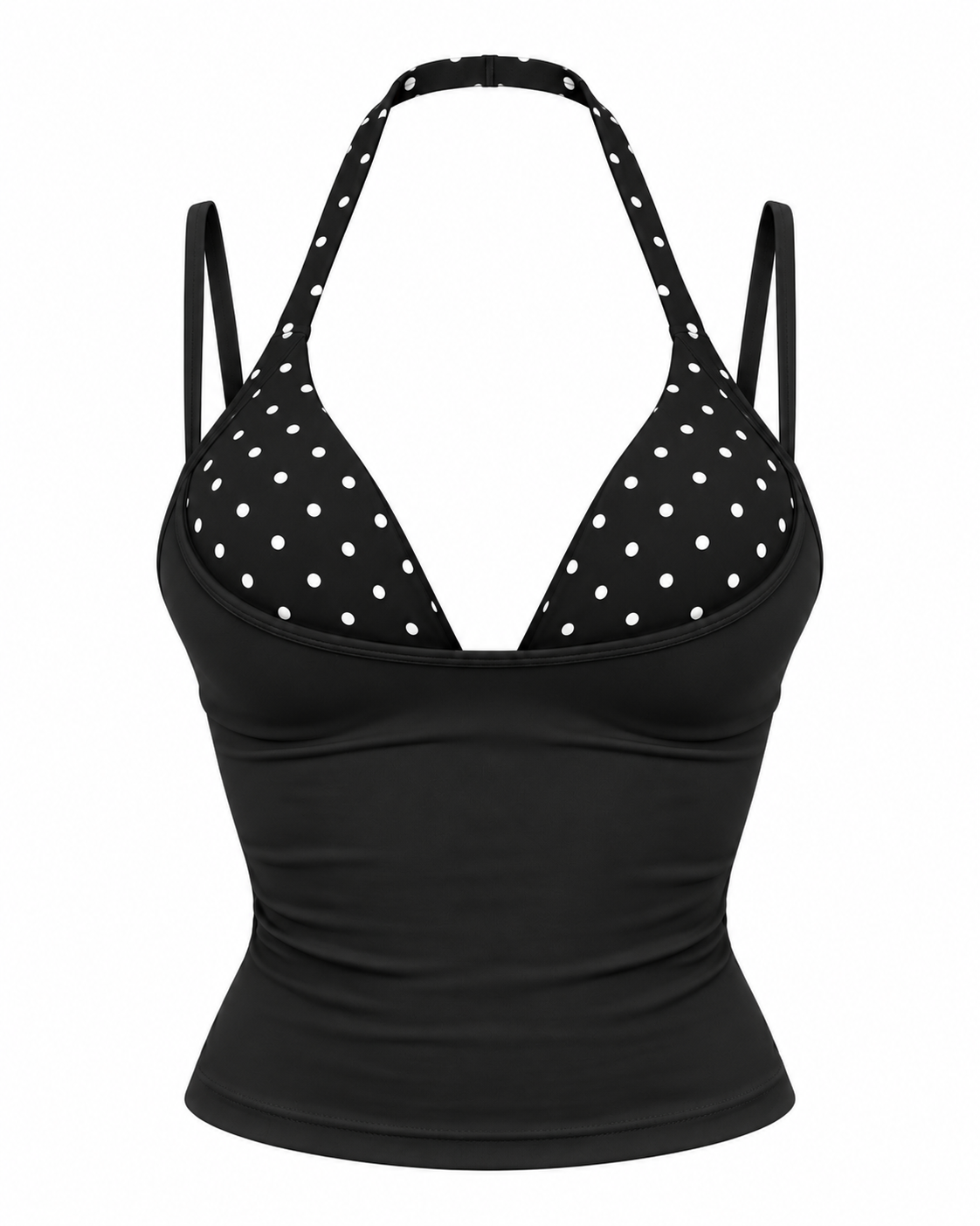 Polka Dots Black Halter Tank Top