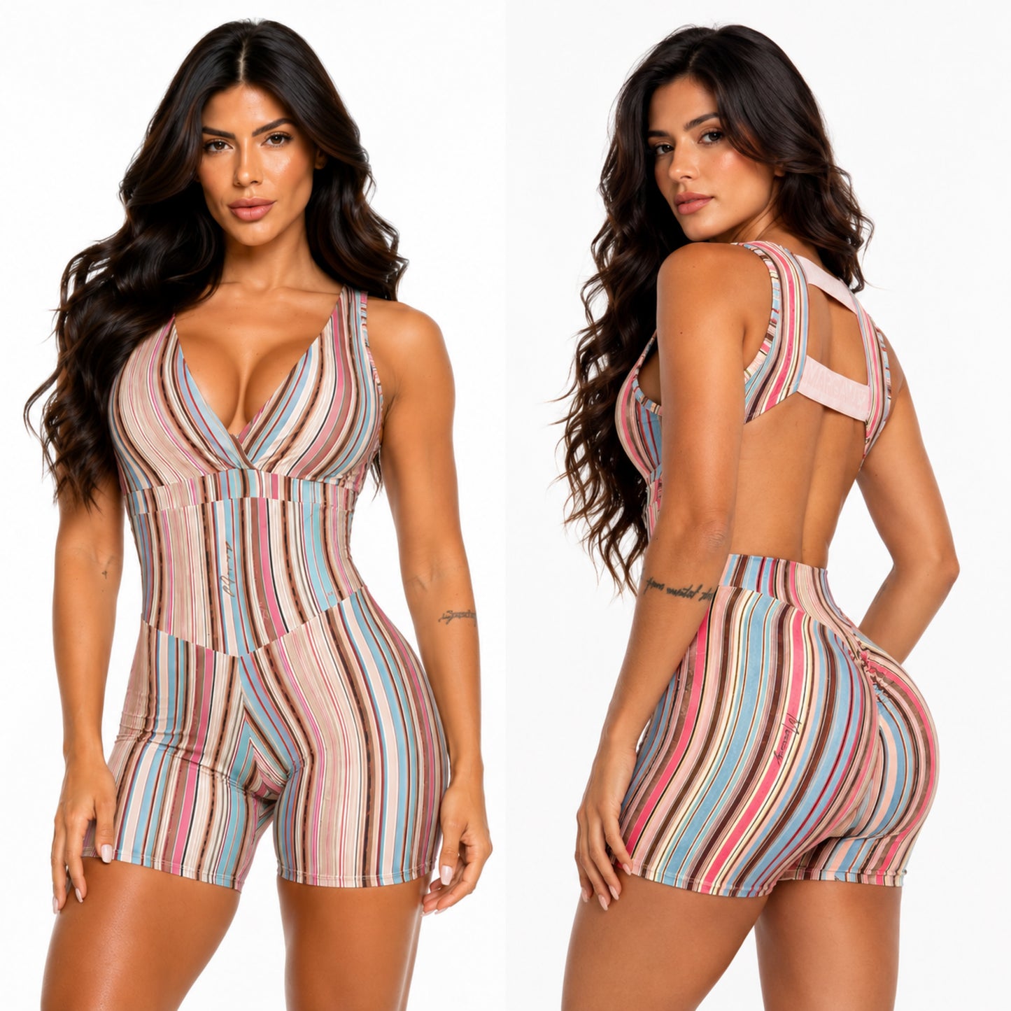 Colorful Summer Romper Brasileño Scrunch