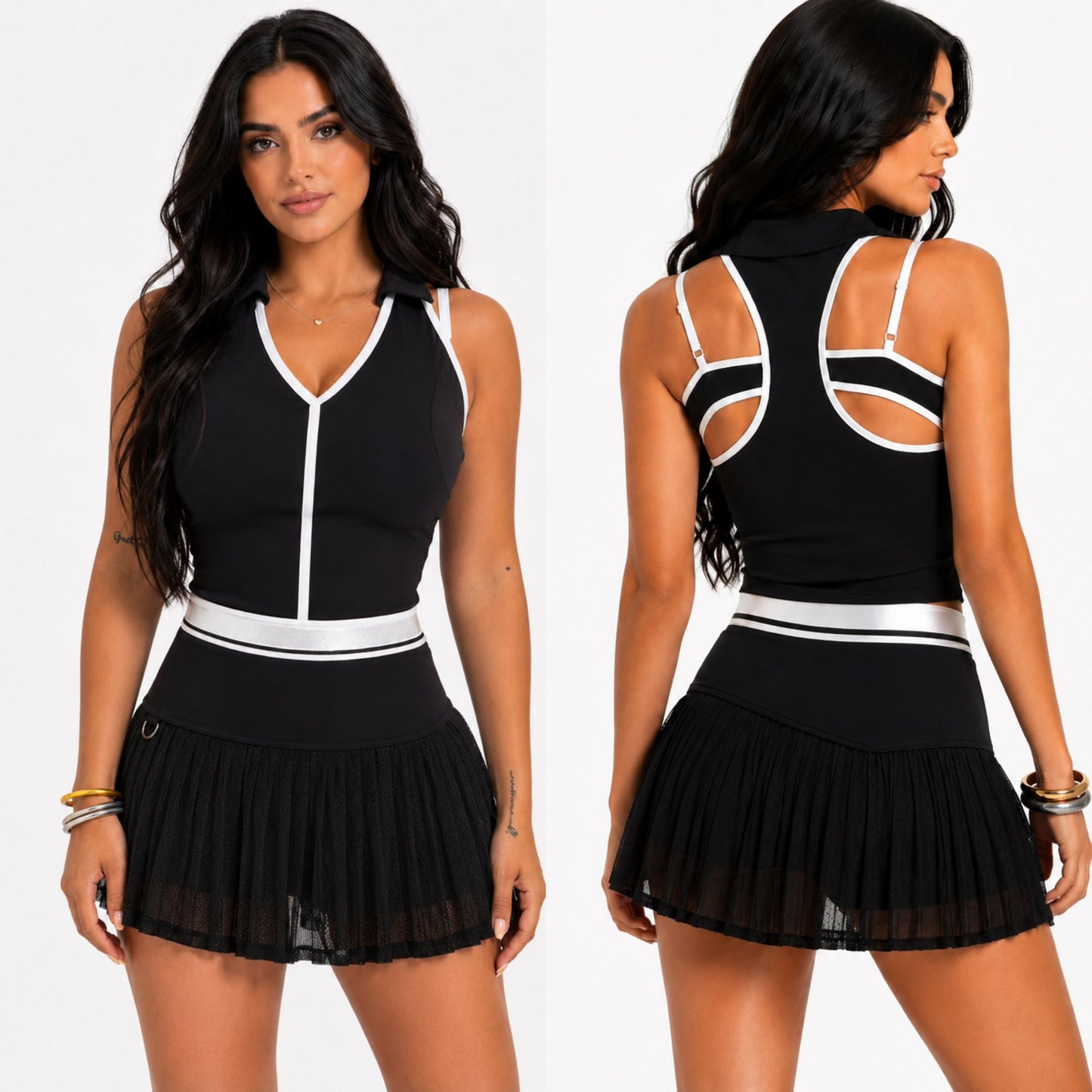 Santorini Falda con Pantalón & Top Negro