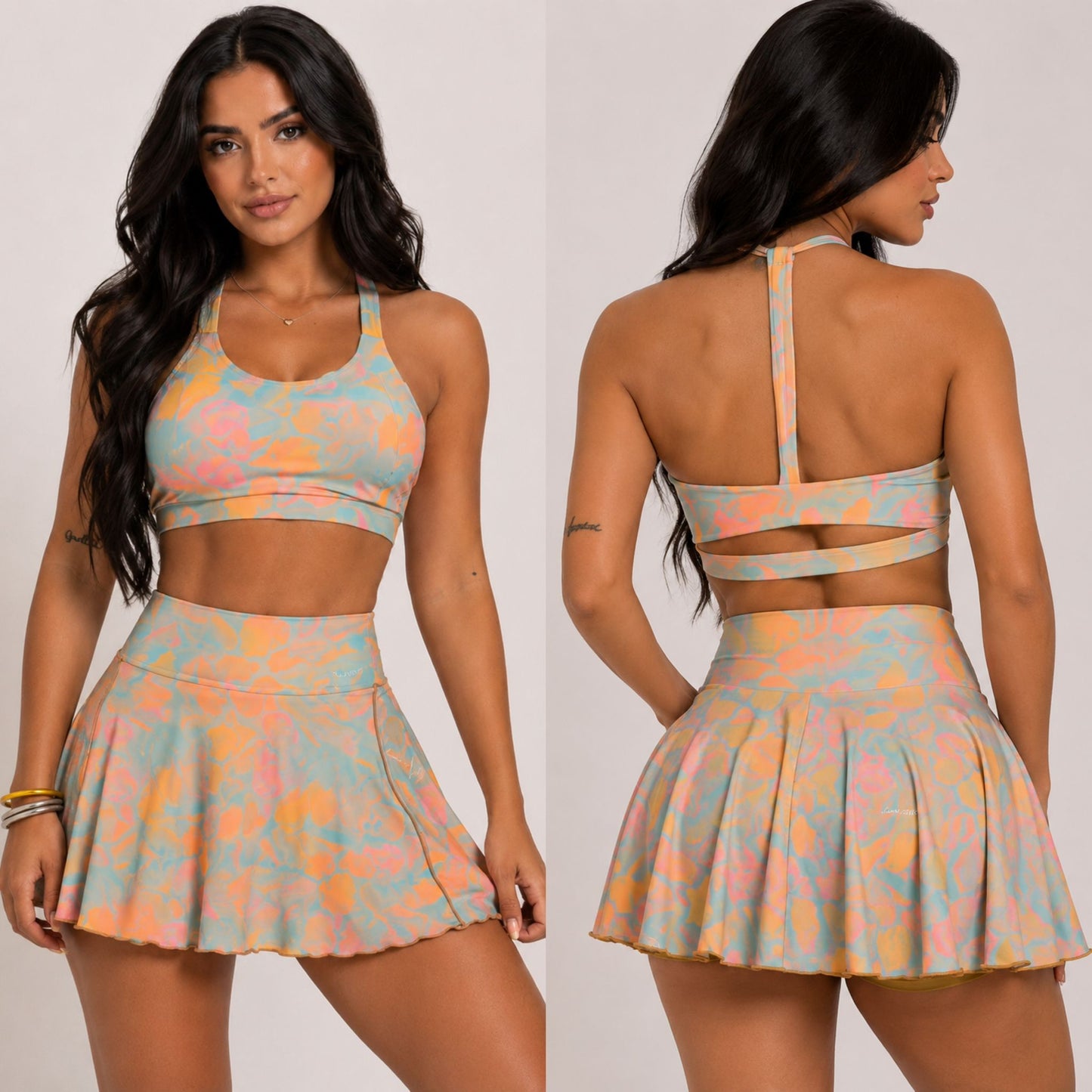 Miami Vibes Falda con Pantalón & Crop Top