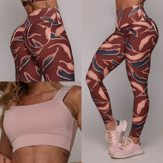 Amara Legging Brasileño Scrunch con Bolsillos & Crop Top