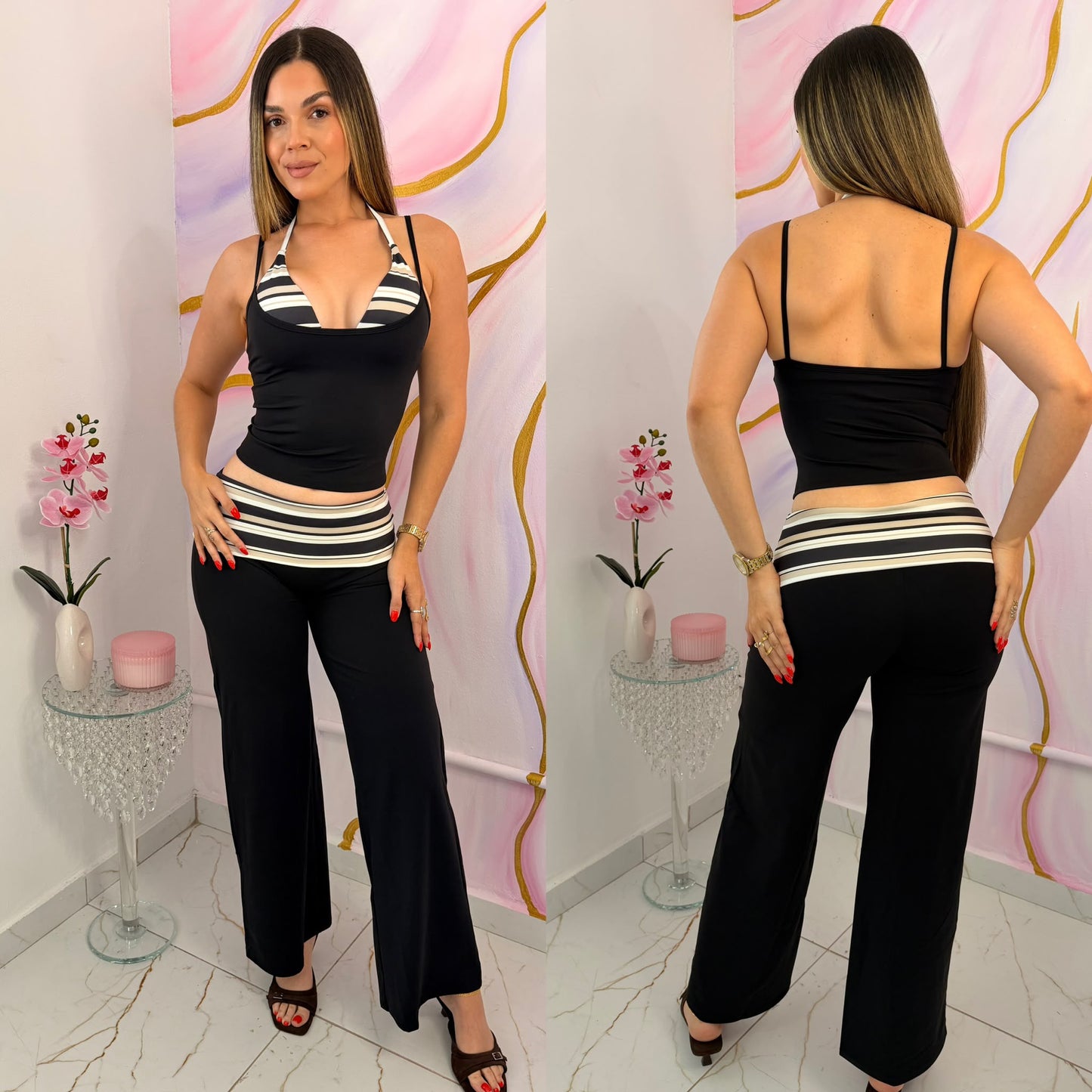 Mykonos Black Legging Palazzo & Top Coverage