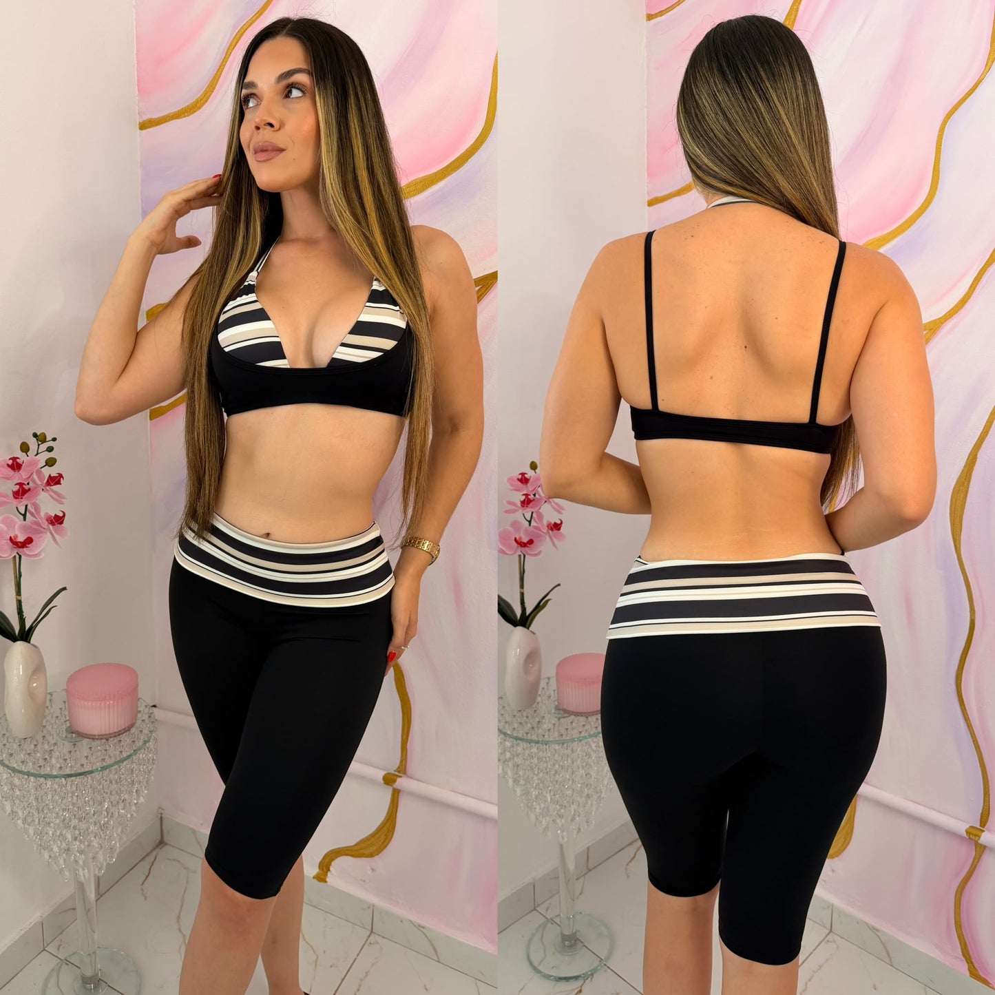 Mykonos Black Legging Capri & Crop Top