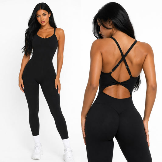 Elevate Enterizo Negro con Tiras Ajustables