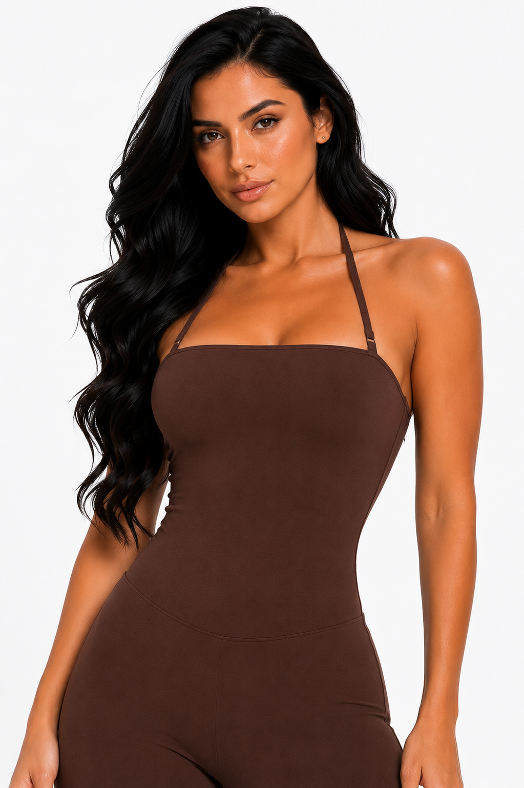 Enterizo Palazo Halter Brown