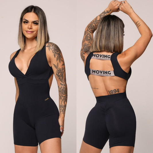 Black & Gray Romper Brasileño Scrunch