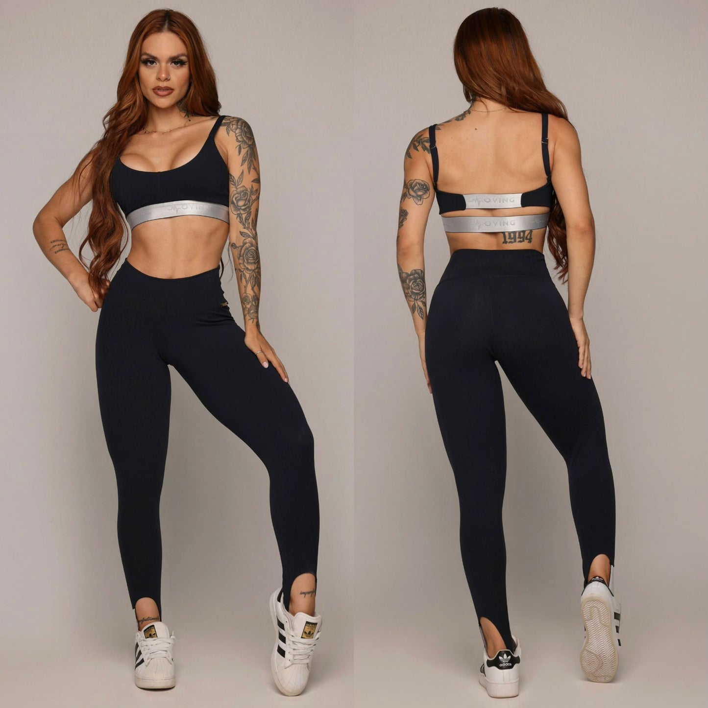 Jacquard Legging Brasileño Negro & Crop Top