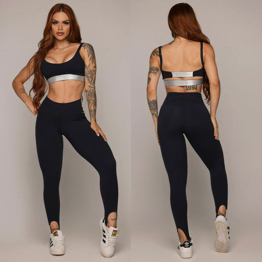 Jacquard Legging Brasileño Negro & Crop Top