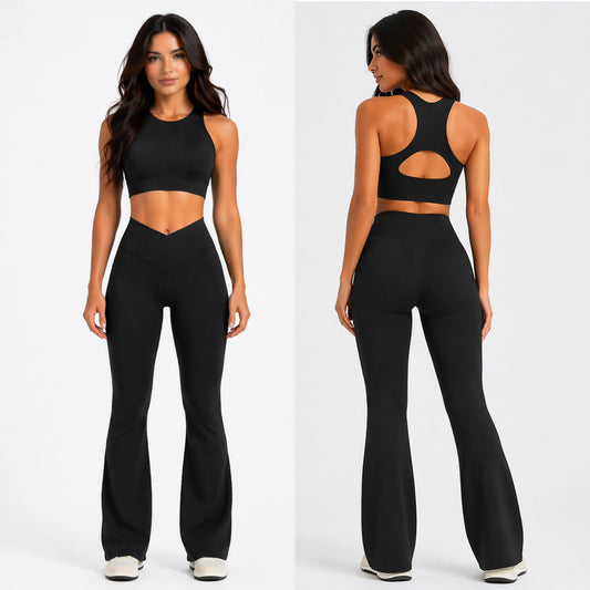 Capadocia Flare Legging & Crop Top Negro