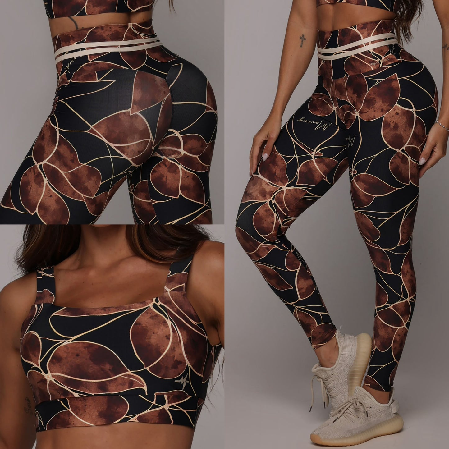 Golden Blossom Legging Brasileño & Crop Top